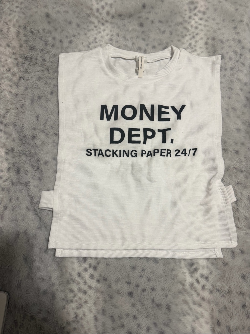 White 'MONEY DEPT.' Graphic Tank Top